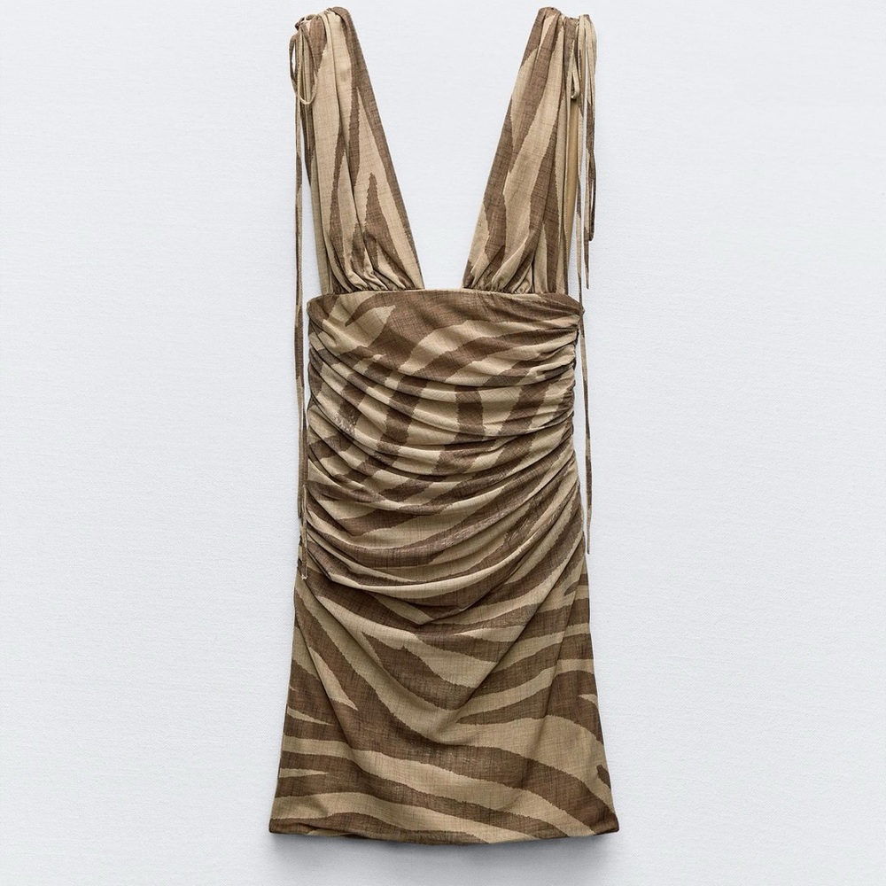 Zara Brown Zebra Print Mini Dress